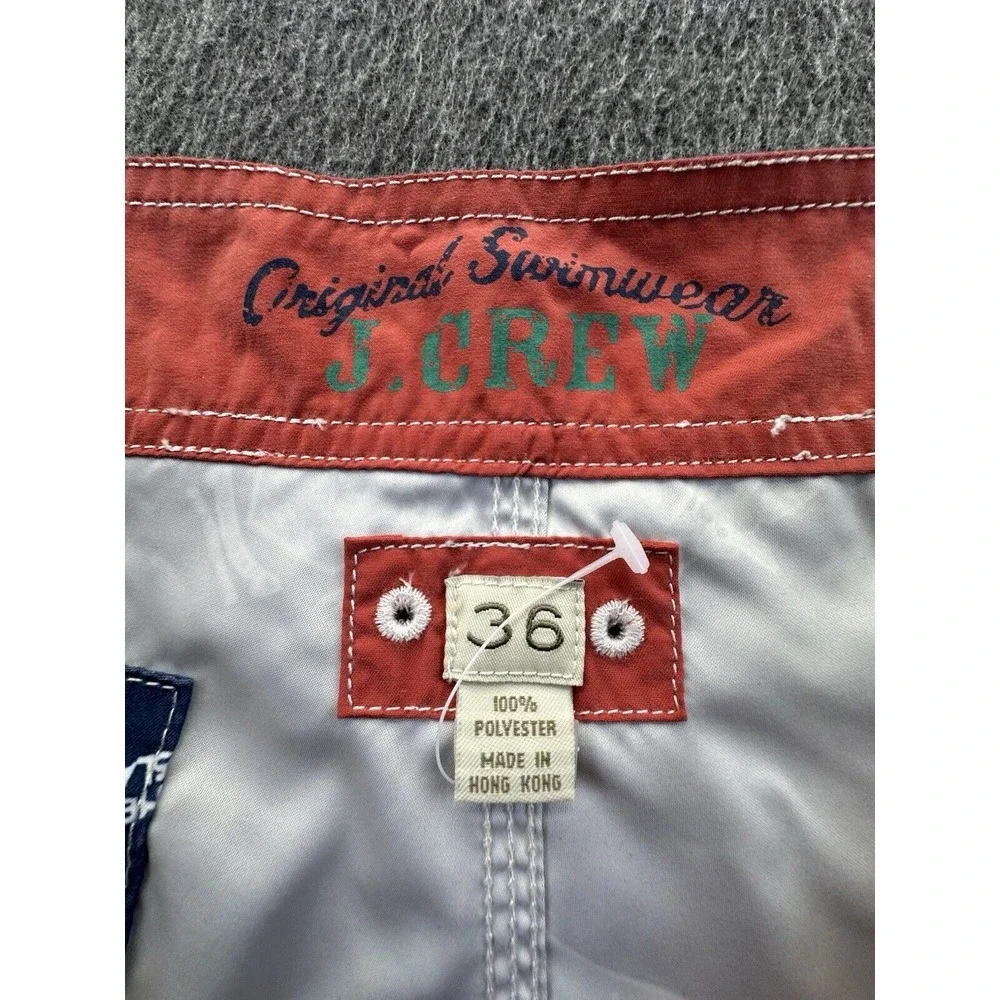 J. Crew Board Shorts Mens‎ Size 36 Blue Bermuda Palm Trees Island Pockets Beach